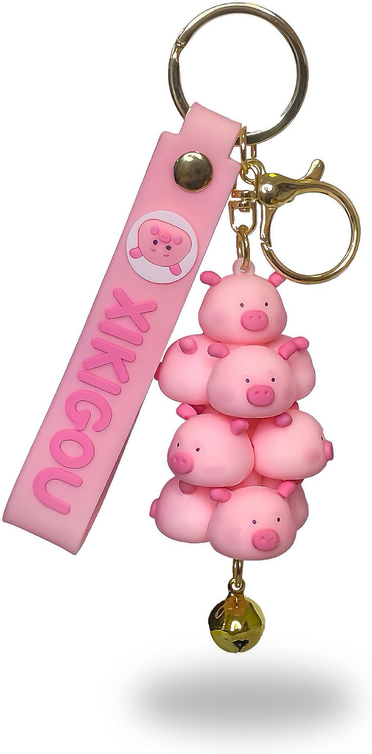 Cute Pig Keychain for Backpacks - Kawaii Panda Charms for Car Keys, Women & Kids Bag Accessories (Gift Ready)