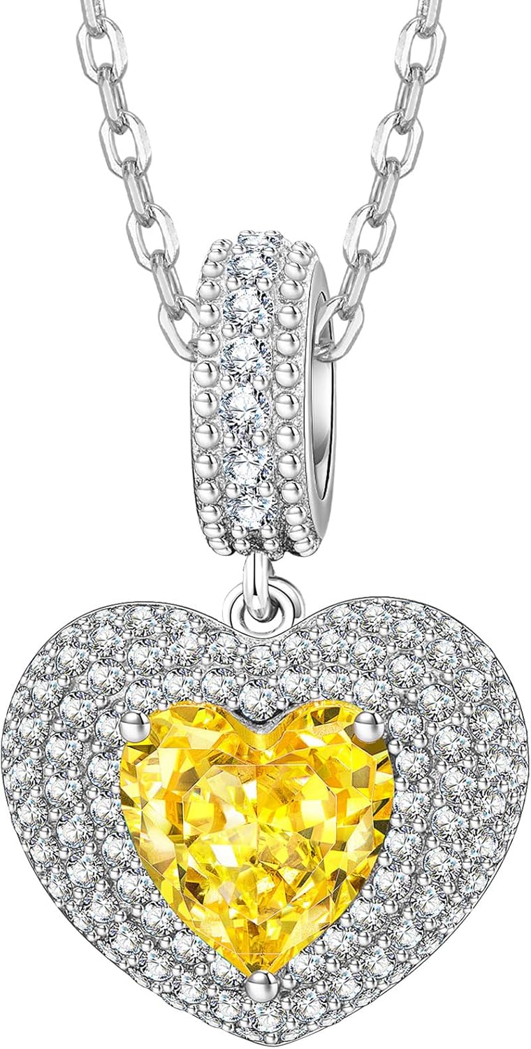 Kate Lynn Eternal Love Heart Necklaces for Women, White Gold Plated Silver/Brass with Ice-flower Zircons