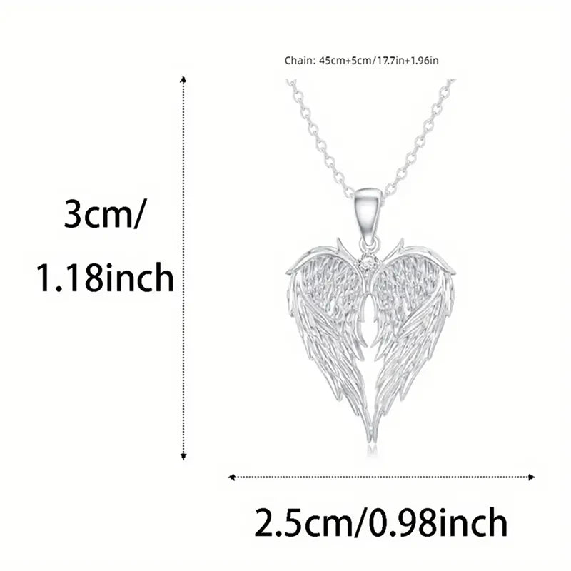 Crystal Angel Wings Heart Pendant Necklaces For Women Jewelry Christmas Gifts