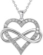 Heart Necklace for Women, Love Heart Pendant with Cubic Zirconia and Infinity Necklace