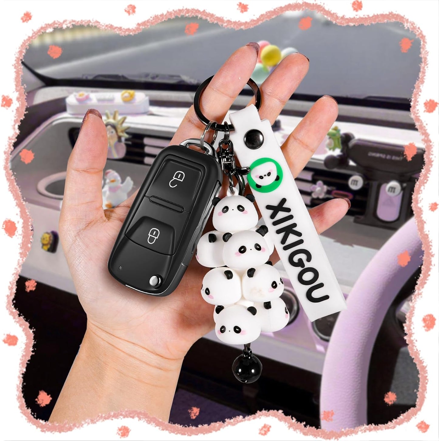 Cute Pig Keychain for Backpacks - Kawaii Panda Charms for Car Keys, Women & Kids Bag Accessories (Gift Ready)