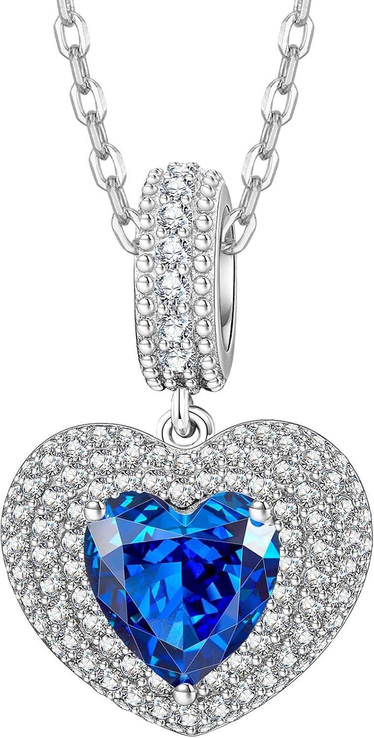 Kate Lynn Eternal Love Heart Necklaces for Women, White Gold Plated Silver/Brass with Ice-flower Zircons