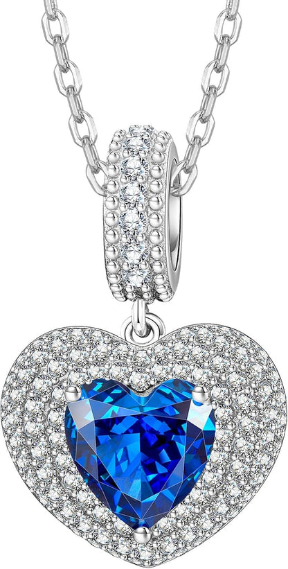 Kate Lynn Eternal Love Heart Necklaces for Women, White Gold Plated Silver/Brass with Ice-flower Zircons