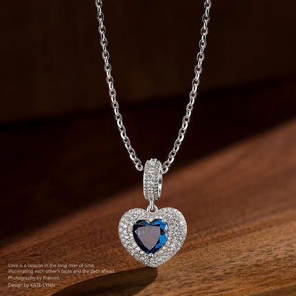 Kate Lynn Eternal Love Heart Necklaces for Women, White Gold Plated Silver/Brass with Ice-flower Zircons