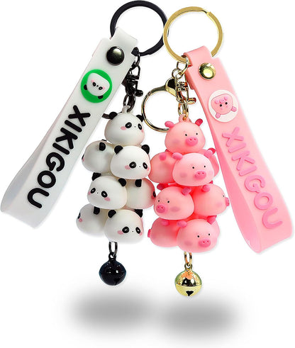 Cute Pig Keychain for Backpacks - Kawaii Panda Charms for Car Keys, Women & Kids Bag Accessories (Gift Ready)