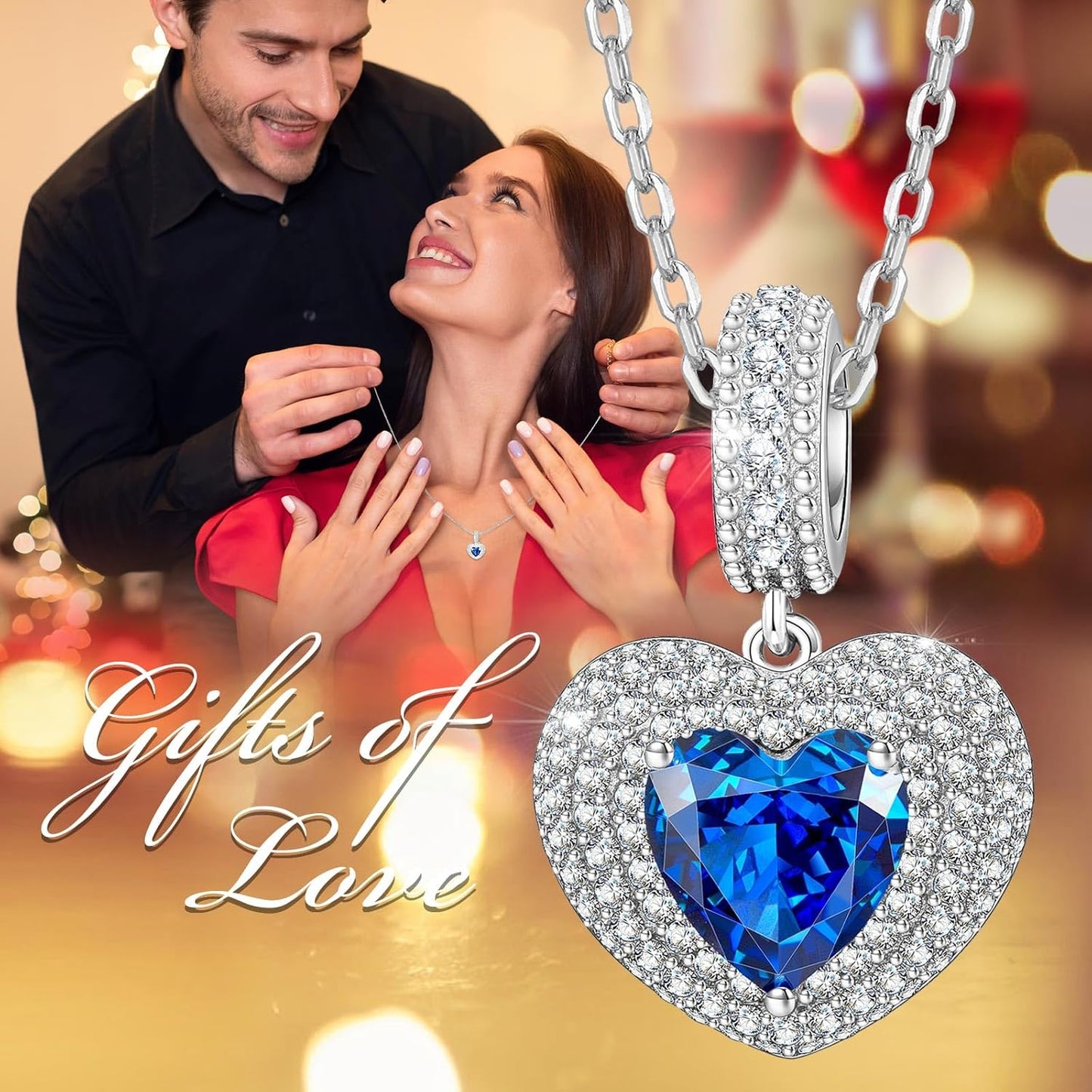 Kate Lynn Eternal Love Heart Necklaces for Women, White Gold Plated Silver/Brass with Ice-flower Zircons