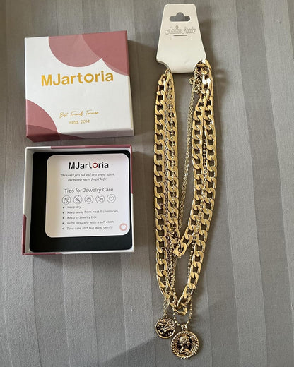 Gold Layered Necklaces for Women Trendy Retro Coin Pendant Necklace Dainty Chunky Chain Choker Necklaces for Jewelry Birthday Gifts