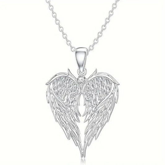 Crystal Angel Wings Heart Pendant Necklaces For Women Jewelry Christmas Gifts