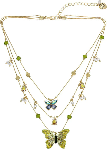 Womens Butterfly Charms Layered Necklace