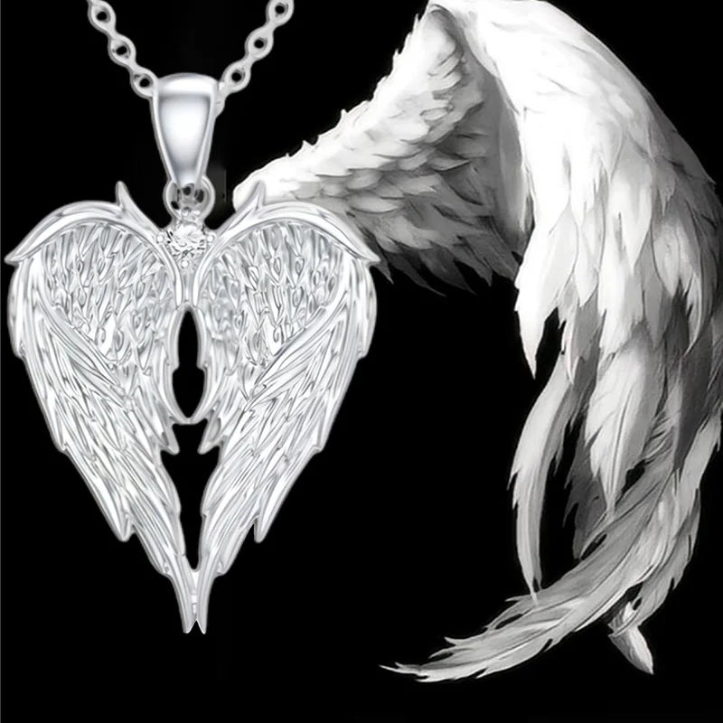 Crystal Angel Wings Heart Pendant Necklaces For Women Jewelry Christmas Gifts