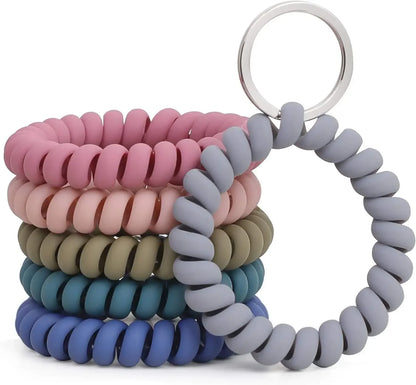 6PCS Stretchable Wristband Wristlet Keychain Wrist Key Chain Wristlet,Spring Flexible Spiral Wrist Coil Wrist Key Holder Ring