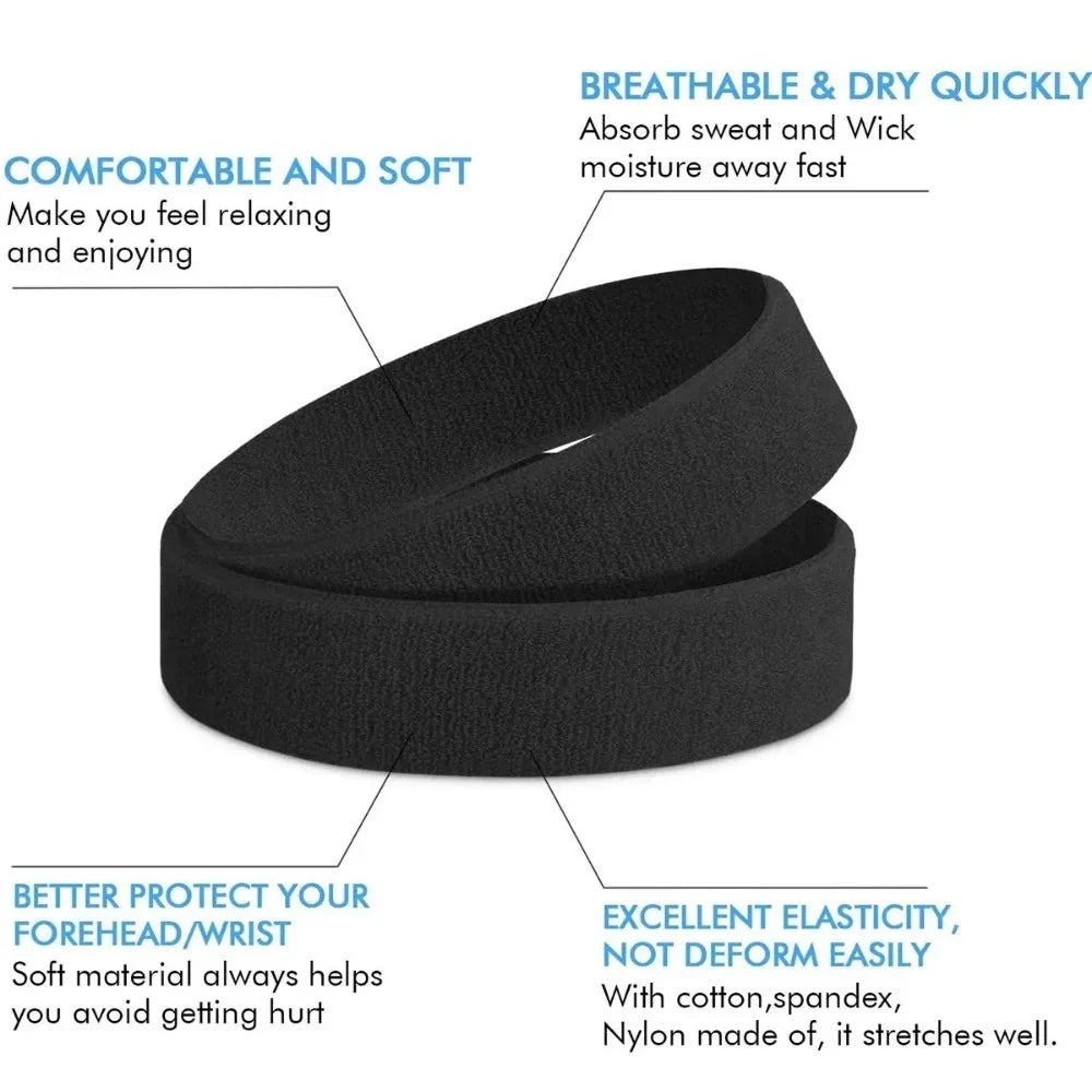 3pcs Sweatproof Sports Headbands for Men and Women