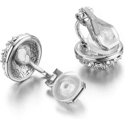 Clip On Earrings with Round Austrian Crystals Christmas Gifts For Women Kids Non Pierced Ears