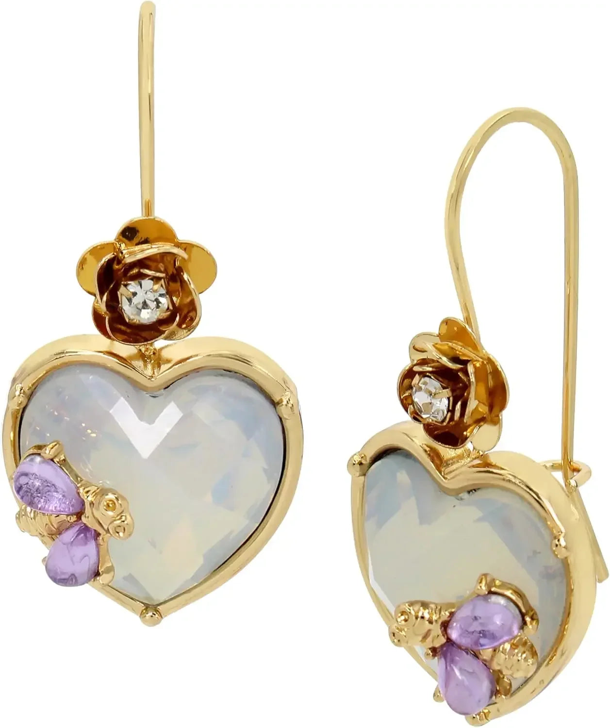 Womens Stone Heart Dangle Earrings