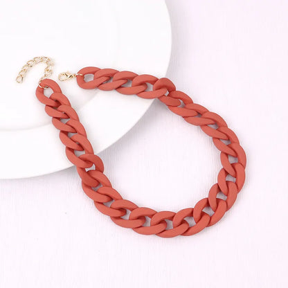 FishSheep Fashion Colorful Acrylic Matte Chain Choker Necklace for Women Statement Resin Wide Chain Collar Neck Jewelry