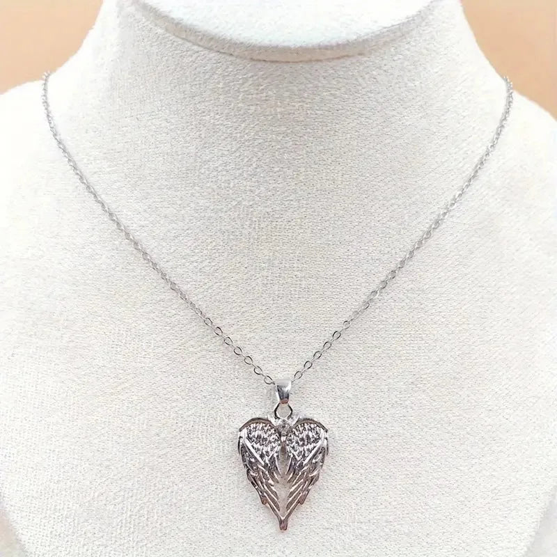 Crystal Angel Wings Heart Pendant Necklaces For Women Jewelry Christmas Gifts