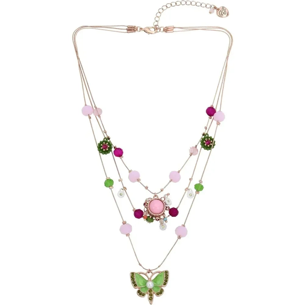 Womens Butterfly Charms Layered Necklace