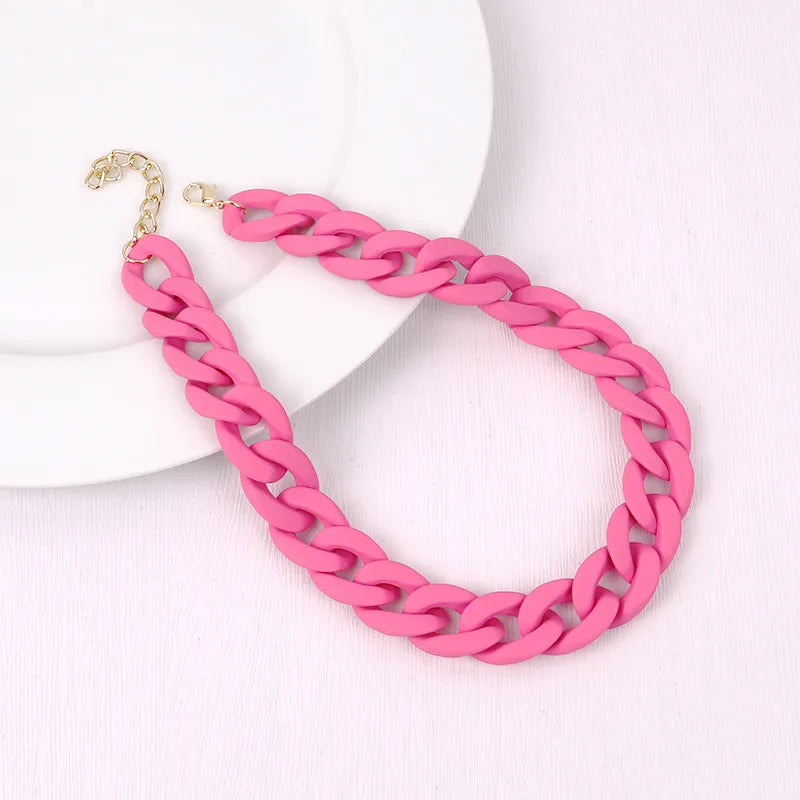 FishSheep Fashion Colorful Acrylic Matte Chain Choker Necklace for Women Statement Resin Wide Chain Collar Neck Jewelry