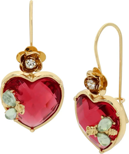 Womens Stone Heart Dangle Earrings