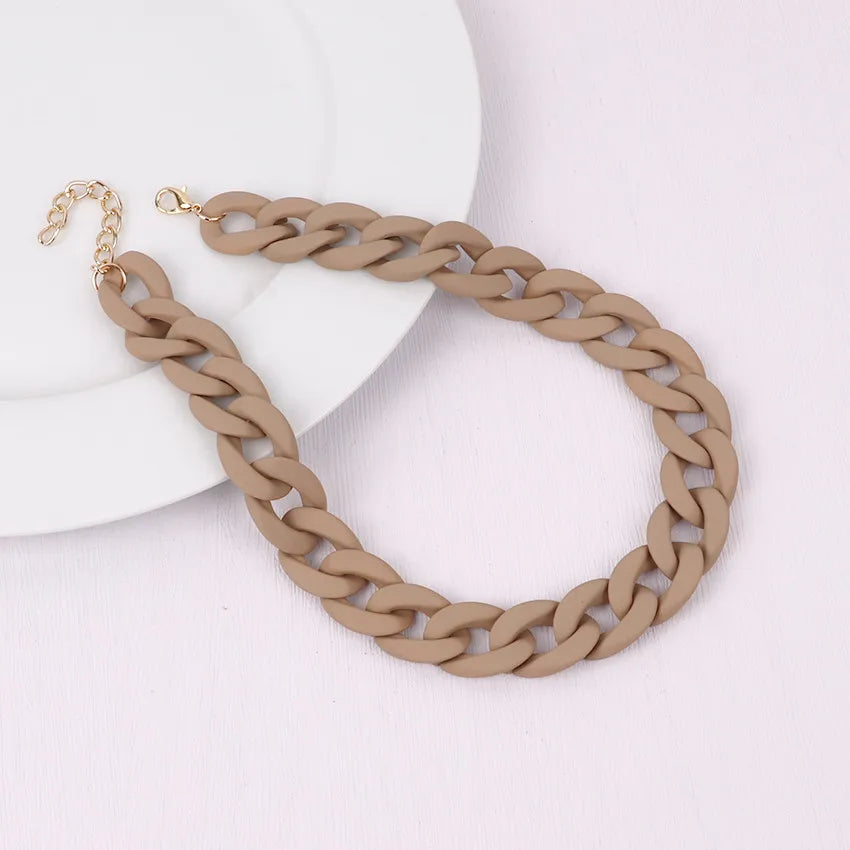 FishSheep Fashion Colorful Acrylic Matte Chain Choker Necklace for Women Statement Resin Wide Chain Collar Neck Jewelry