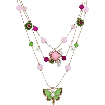 Womens Butterfly Charms Layered Necklace