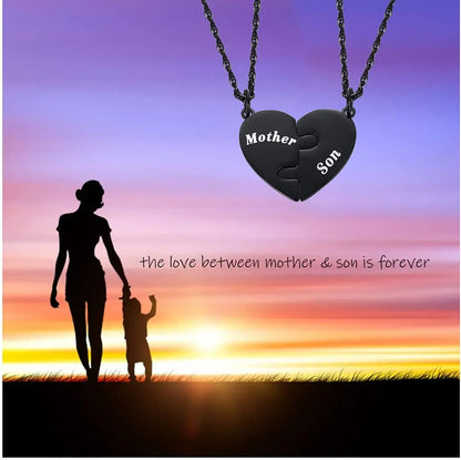 Mother and Son Matching Love Heart Pendant Necklace Set Gifts Son to Mom Mother to Boys Jewelry