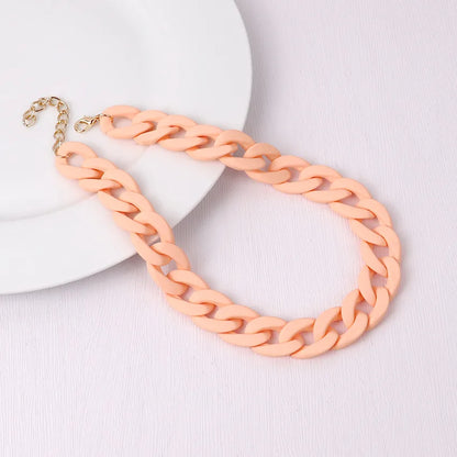 FishSheep Fashion Colorful Acrylic Matte Chain Choker Necklace for Women Statement Resin Wide Chain Collar Neck Jewelry