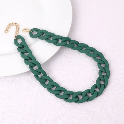 FishSheep Fashion Colorful Acrylic Matte Chain Choker Necklace for Women Statement Resin Wide Chain Collar Neck Jewelry