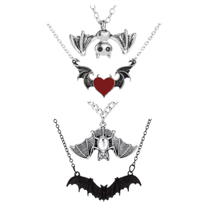 Gothic Bat Necklace for Women Men Punk Hip Hop Rock Vintage Metal Pendant Necklace Party Halloween Jewelry Gifts