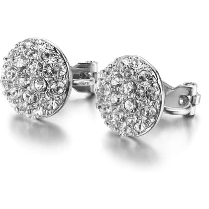 Clip On Earrings with Round Austrian Crystals Christmas Gifts For Women Kids Non Pierced Ears
