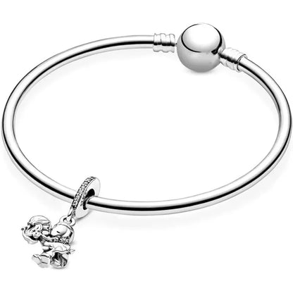 Married Couple Cubic Zirconia Family Charm Sterling Silver Heart Beads Perfect Mom Charm Birthday Christmas Jewelry Gifts