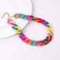 FishSheep Fashion Colorful Acrylic Matte Chain Choker Necklace for Women Statement Resin Wide Chain Collar Neck Jewelry