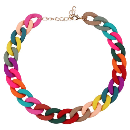 FishSheep Fashion Colorful Acrylic Matte Chain Choker Necklace for Women Statement Resin Wide Chain Collar Neck Jewelry