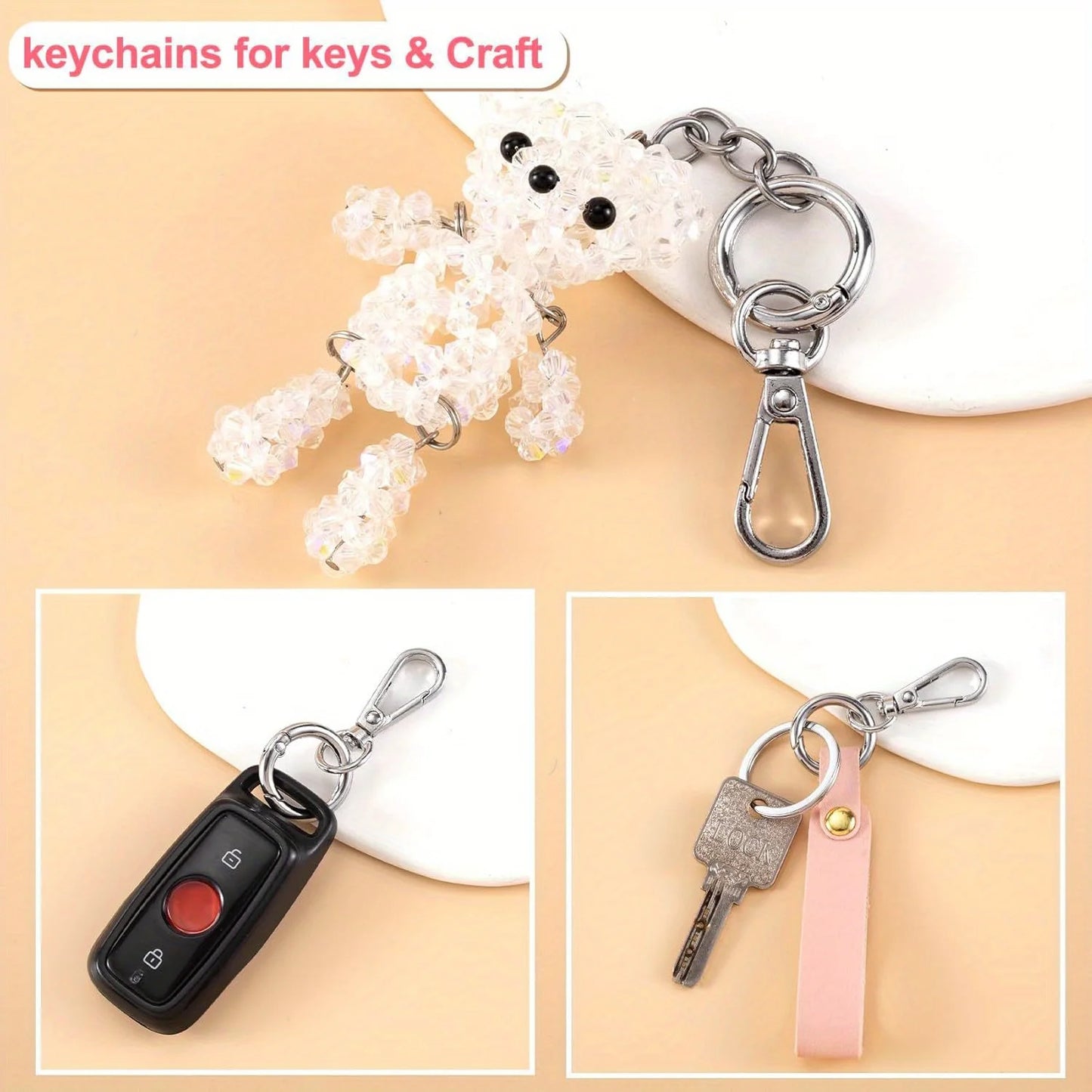 2 Sets Swivel Clasp Clip, Metal Swivel Snap Hooks, Double Opening Key Chain Clip with Key Ring for DIY Crafts Lanyard Making