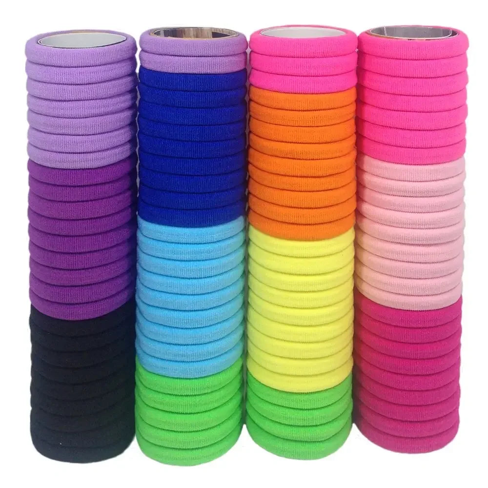 Hair Bands Hair ties for Thick Hair 100PC Seamless Cotton Simply Ponytail Holders Headband Scrunchies Hair Accessories No Crease