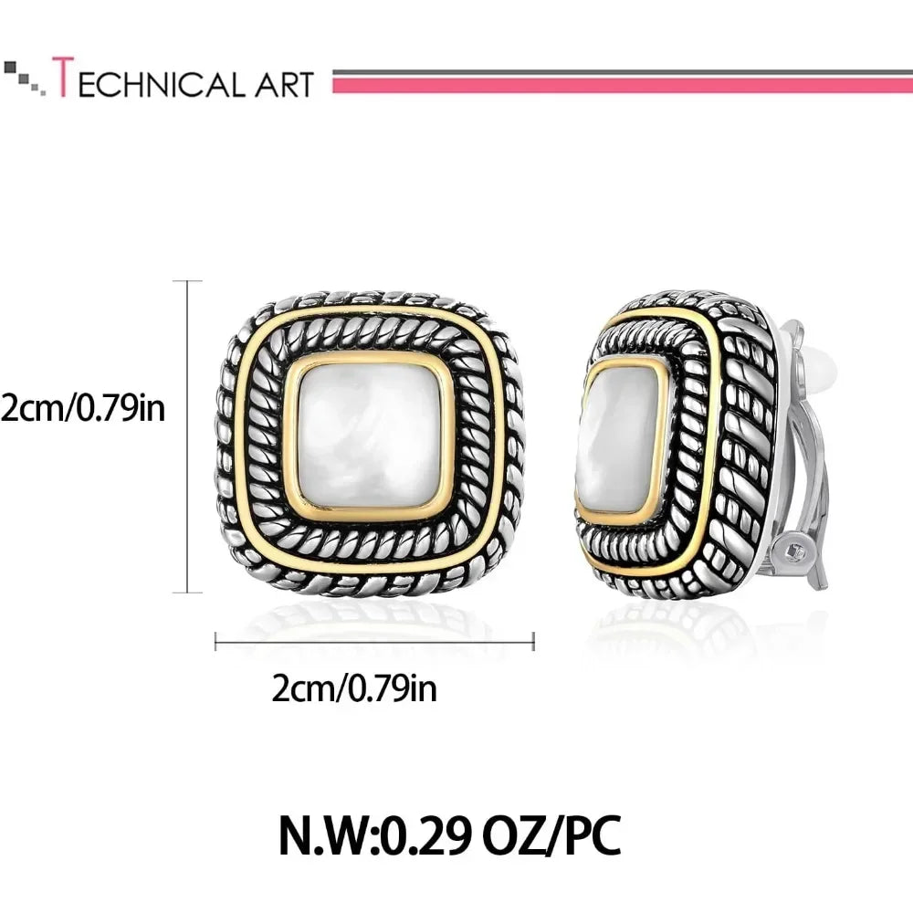 Antique Gold Clip On Hoop Earrings for Women Non Pierced Clip on Earrings with Interwoven Textured Jewelry Gifts