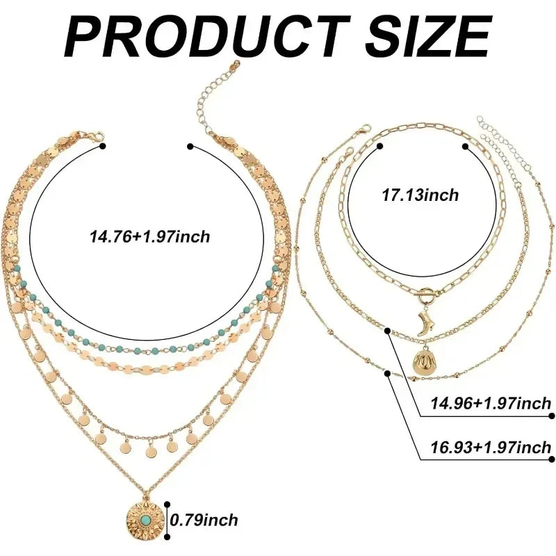 6 Pcs Cowgirl Jewelry for Women Turquoise Chain Layered Necklace Cowgirl Boot Hat Earring