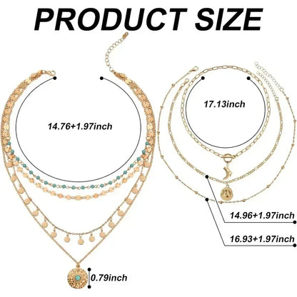 6 Pcs Cowgirl Jewelry for Women Turquoise Chain Layered Necklace Cowgirl Boot Hat Earring