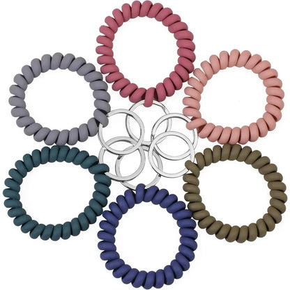 6PCS Stretchable Wristband Wristlet Keychain Wrist Key Chain Wristlet,Spring Flexible Spiral Wrist Coil Wrist Key Holder Ring