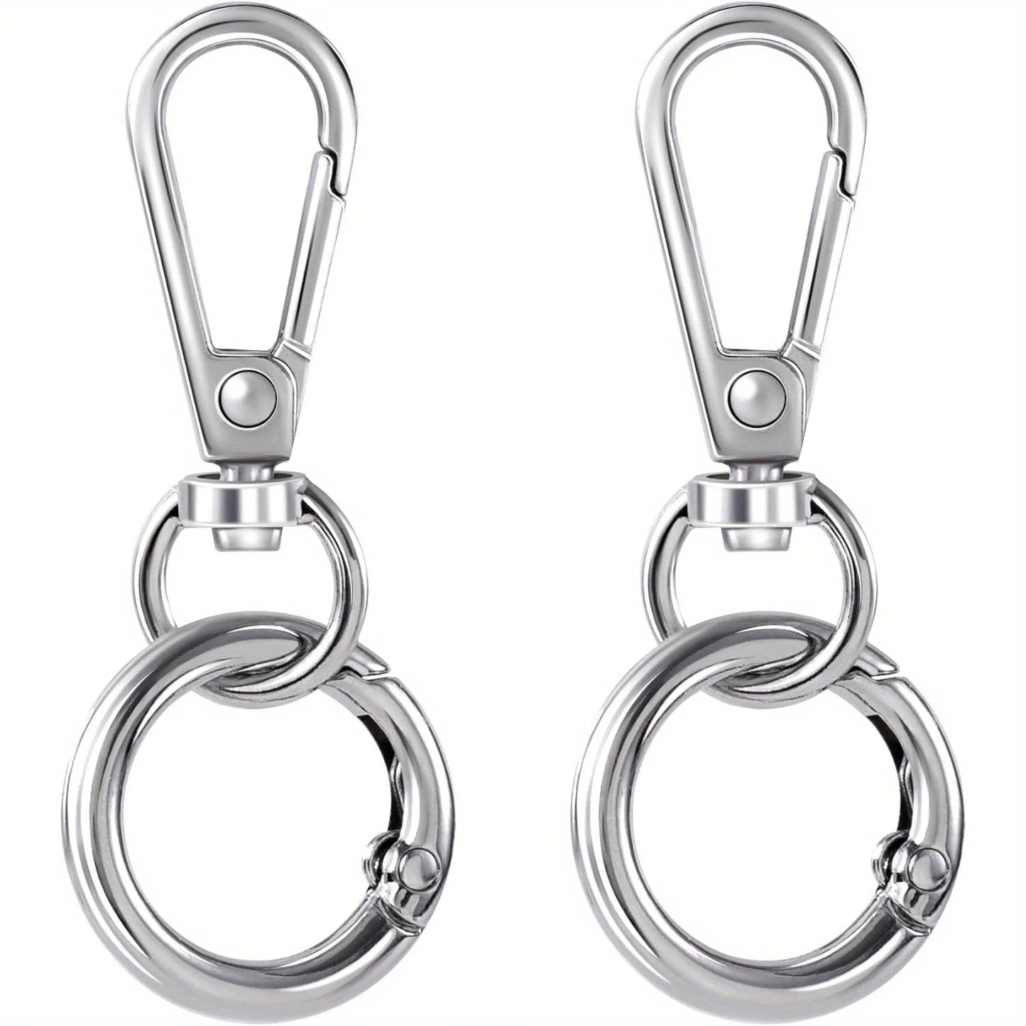2 Sets Swivel Clasp Clip, Metal Swivel Snap Hooks, Double Opening Key Chain Clip with Key Ring for DIY Crafts Lanyard Making