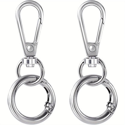 2 Sets Swivel Clasp Clip, Metal Swivel Snap Hooks, Double Opening Key Chain Clip with Key Ring for DIY Crafts Lanyard Making