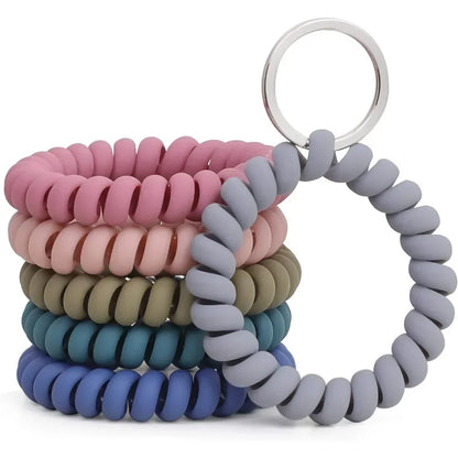 6PCS Stretchable Wristband Wristlet Keychain Wrist Key Chain Wristlet,Spring Flexible Spiral Wrist Coil Wrist Key Holder Ring