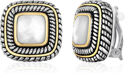 Antique Gold Clip On Hoop Earrings for Women Non Pierced Clip on Earrings with Interwoven Textured Jewelry Gifts