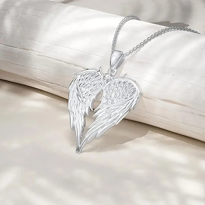 Crystal Angel Wings Heart Pendant Necklaces For Women Jewelry Christmas Gifts
