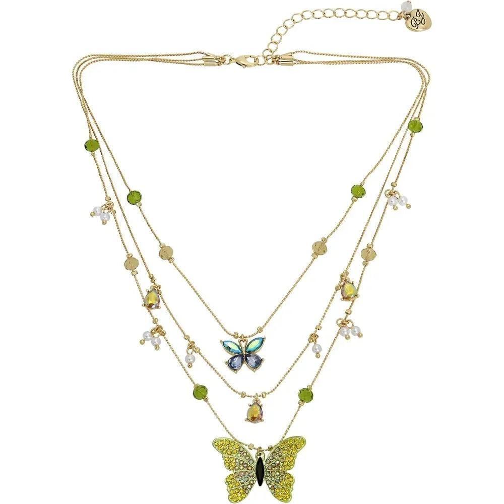Womens Butterfly Charms Layered Necklace