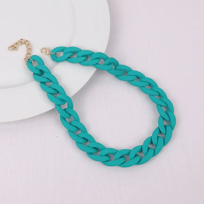 FishSheep Fashion Colorful Acrylic Matte Chain Choker Necklace for Women Statement Resin Wide Chain Collar Neck Jewelry