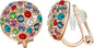 Clip On Earrings with Round Austrian Crystals Christmas Gifts For Women Kids Non Pierced Ears