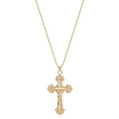 Cross Necklace Faith Pendant 14K Plated Dainty Chain Minimalist Simple Tiny God Lords Prayer Religious Jewelry