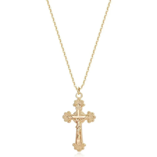 Cross Necklace Faith Pendant 14K Plated Dainty Chain Minimalist Simple Tiny God Lords Prayer Religious Jewelry