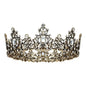 Jeweled Baroque Queen Crown for Women - Rhinestone Wedding Crowns, Bronze Costume Hair Accessories for Cosplay Birthday Party